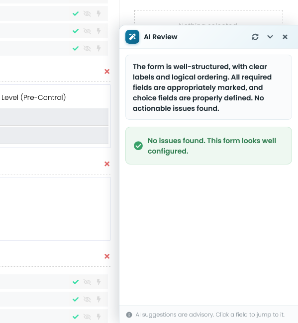 Running the AI review on the form design